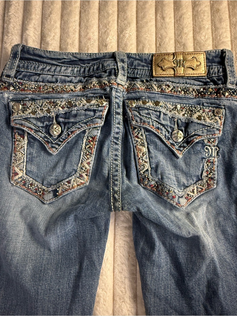 Y2K Miss Me Signature Straight Bling Embellished Jeans 25
